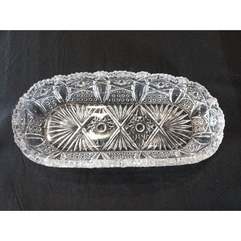 Retro Art Glass Long 10" Boat (L.E.‎ Smith)